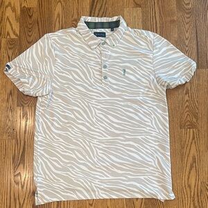 William Murray Golf Cream and White Polo Shirt with Unique Design